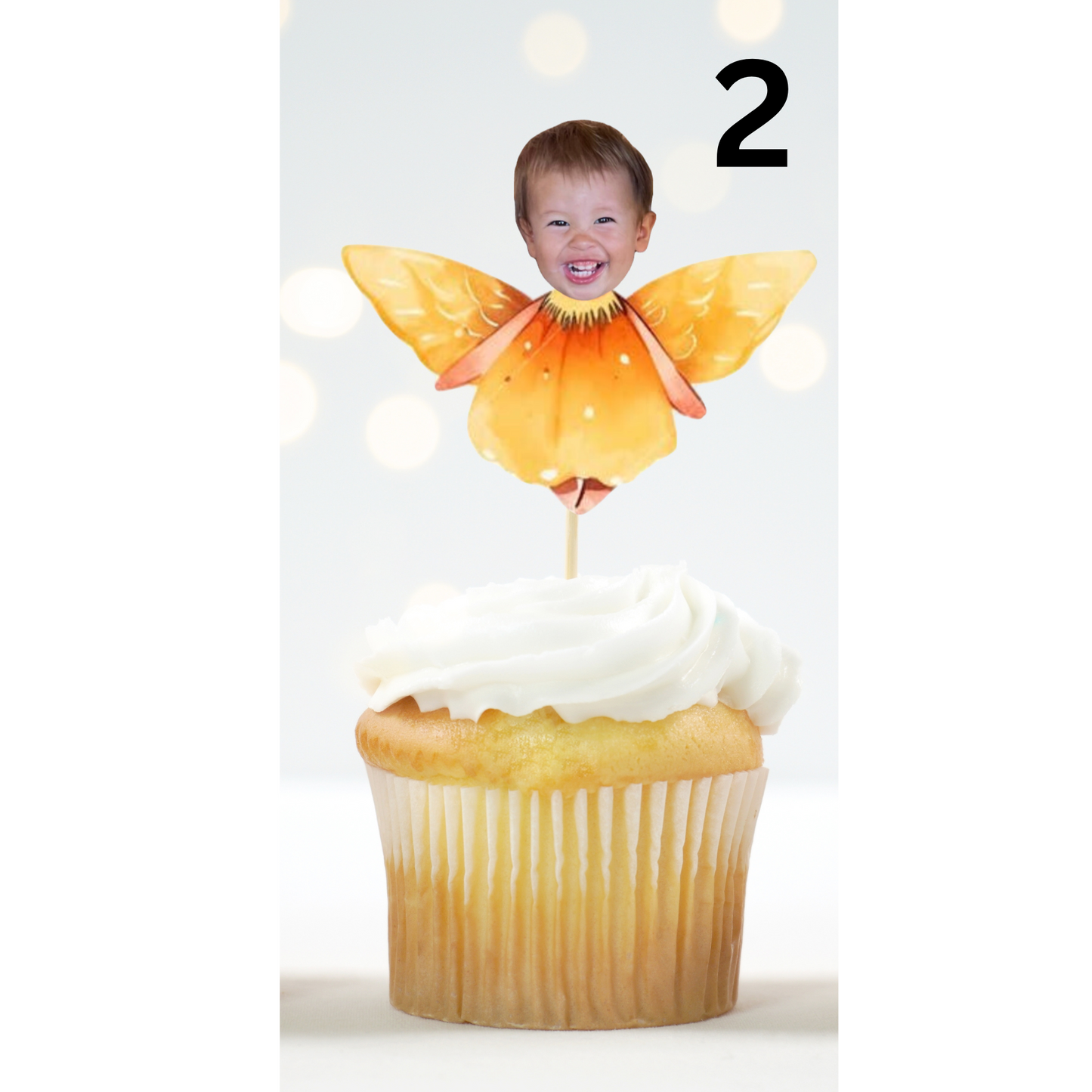 Personalized Fairy Face Cupcake Topper – Magical Birthday Decor