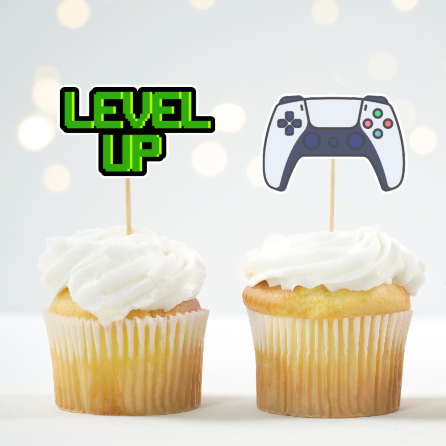 Video Game Cupcake Toppers - Controllers Game Pad Decorations Theme Baby Shower - Retro & Modern Gamer Party Kids Boys Girls Supplies Retro & Modern Gamer