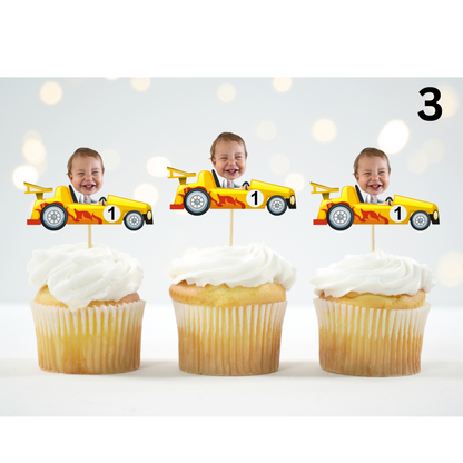 Custom Race Car Face Topper – Two Fast or Racing Birthday Party