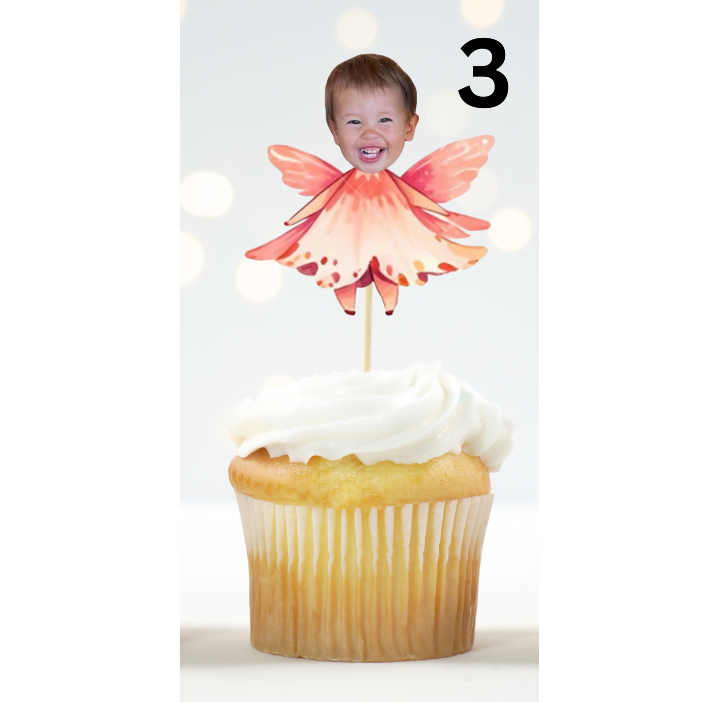 Personalized Fairy Face Cupcake Topper – Magical Birthday Decor