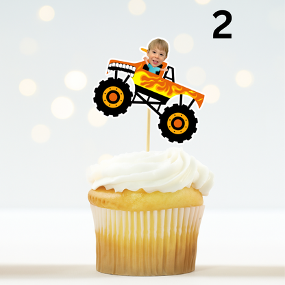 Custom Monster Truck Face Cupcake Topper – Birthday Party Decor