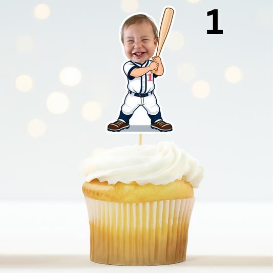Custom Baseball Cupcake Topper – Rookie of the Year 1st Birthday Party Decor