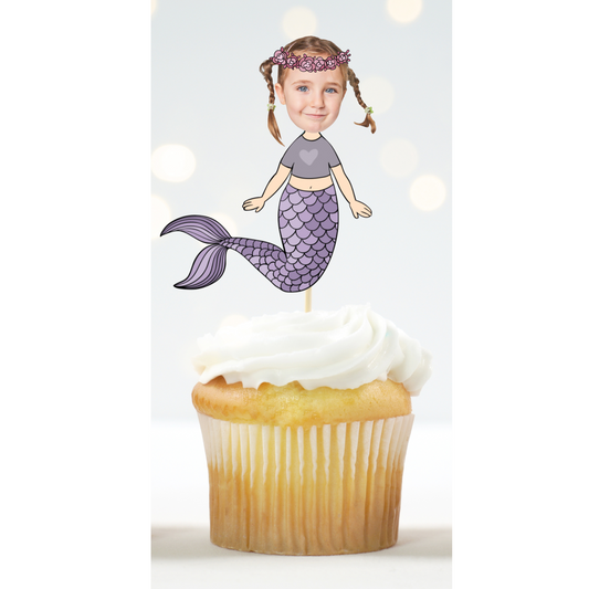 Little Mermaid Cupcake toppers - Under the Sea Personalized Cupcake Toppers