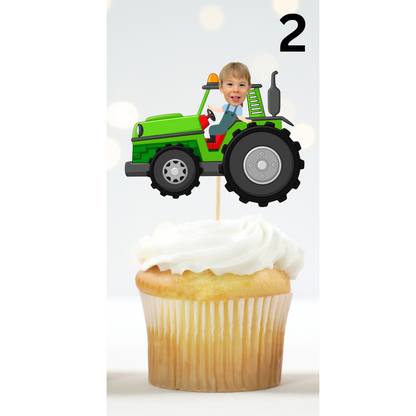 Tractor Cupcake Topper – Personalized Farm Birthday Party Decor