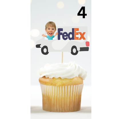 Custom Mail Truck Face Cupcake Topper – Postal Birthday Party Decor