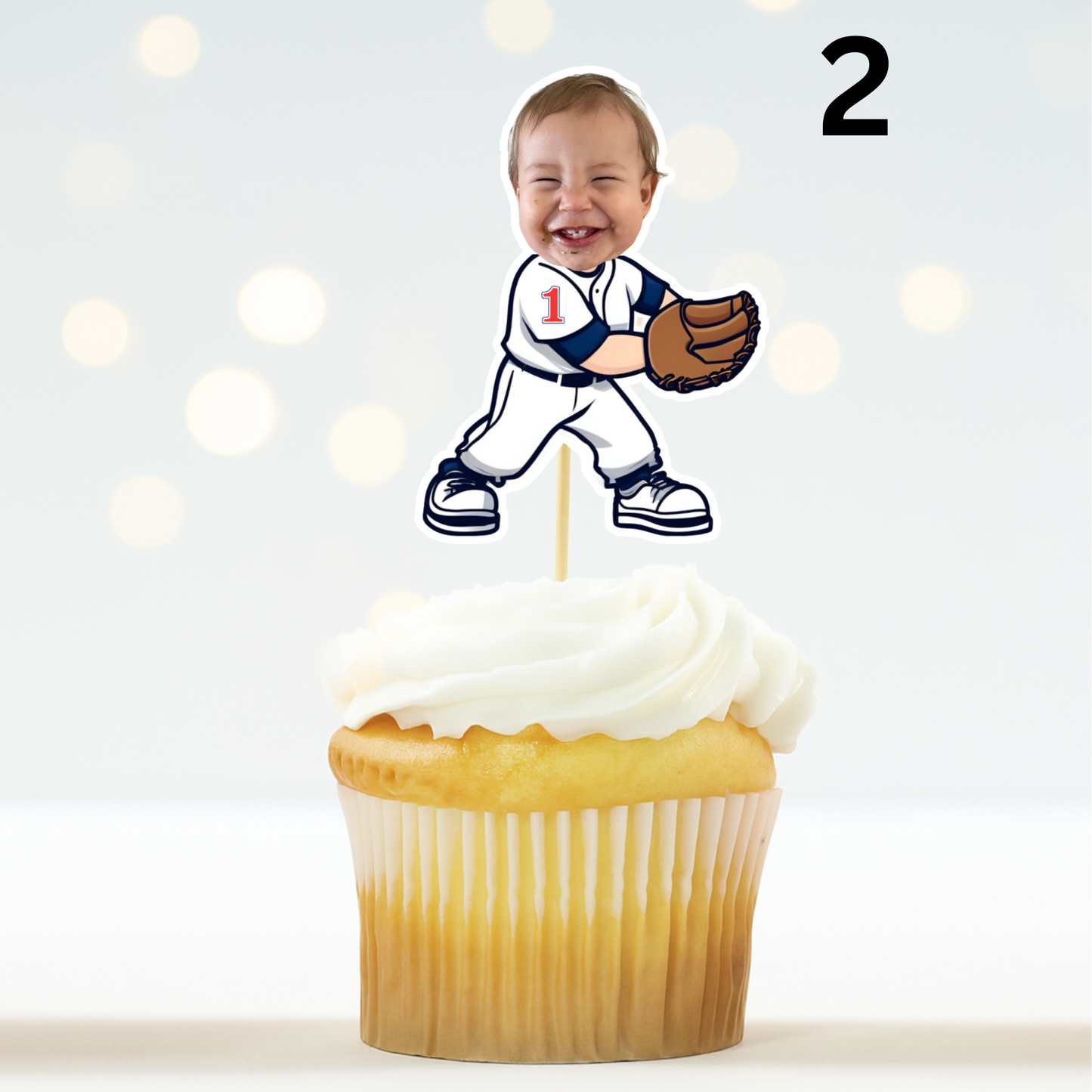 Custom Baseball Cupcake Topper – Rookie of the Year 1st Birthday Party Decor
