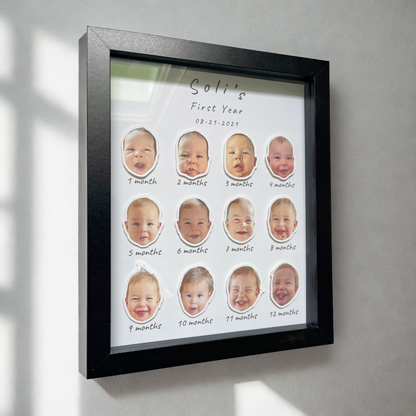 Monthly Framed Baby First Year Personalized Frame 12 Months Photos Personalized Photo Frame for Baby, Baby Gift