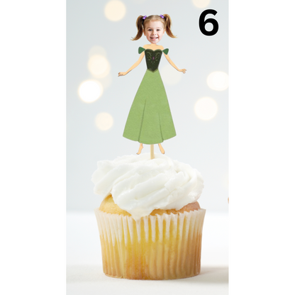 Custom Princess Face Cupcake Topper – Royal Birthday Party Decor