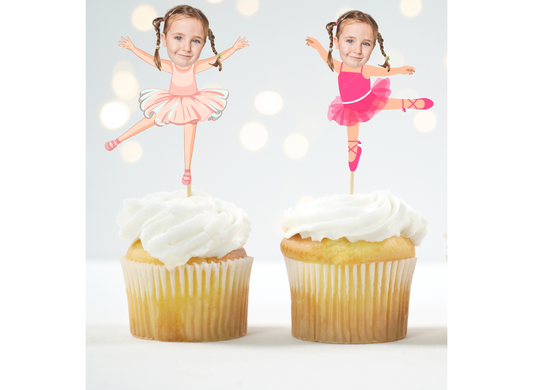 custom ballerina cupcake topper with child's face