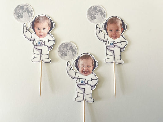 custom astronaut cupcake topper with child's face