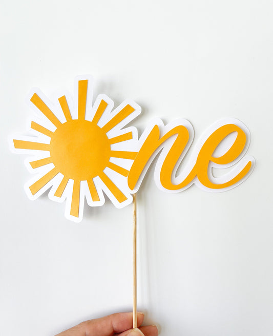 neutral boho sunshine one cake topper for first birthday