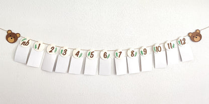 Bear Monthly Photo Banner - Themed Birthday Party - One Year Milestone Banner