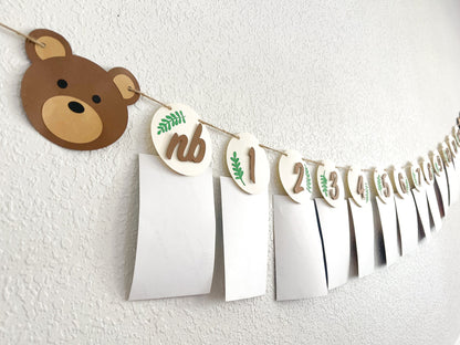 Bear Monthly Photo Banner - Themed Birthday Party - One Year Milestone Banner