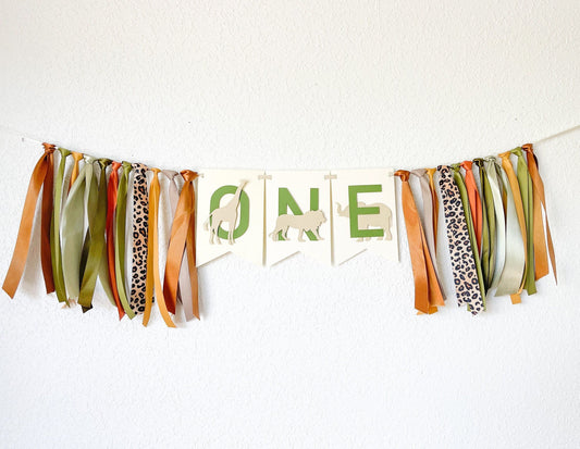Safari Highchair Banner, Safari Backdrop  Smash Cake, Wild One Boy, 1st Birthday Decorations
