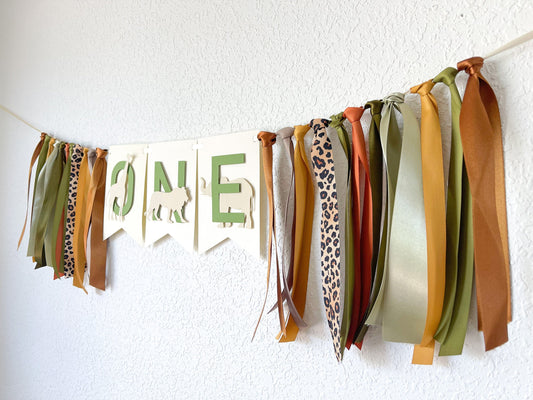 Safari Highchair Banner, Safari Backdrop  Smash Cake, Wild One Boy, 1st Birthday Decorations
