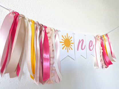 Pink Sunshine High Chair Banner – Girl’s 1st Birthday Decor