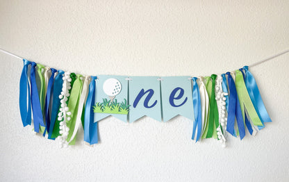 Golf ONE Highchair Banner – Hole-in-One First Birthday Decor