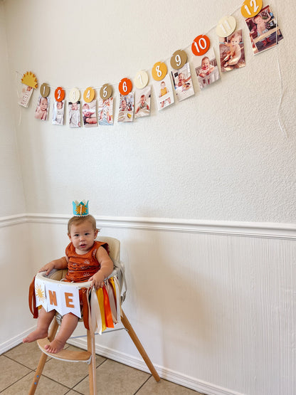 Neutral Boho Sun Banner – First Birthday Highchair Decoration