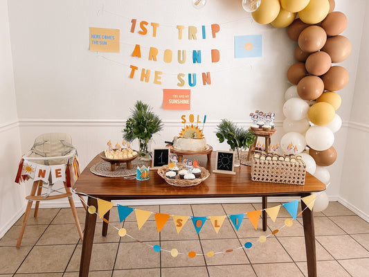 1st trip around the sun letter banner for first birthday party
