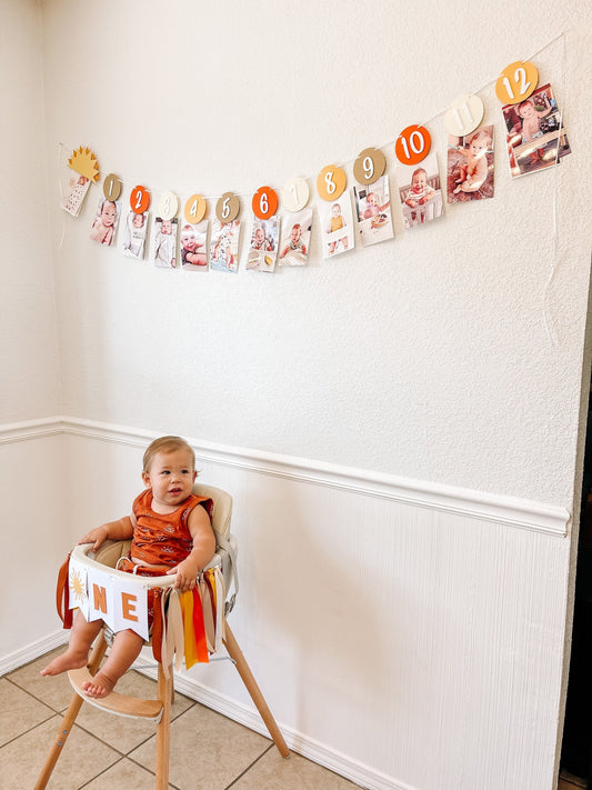 boho sunshine first birthday monthly photo banner