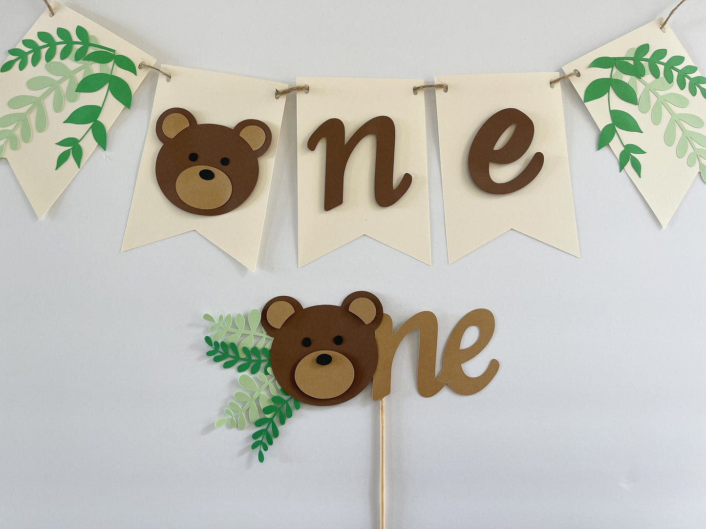 “One” Bear Cake Topper – Baby’s First Birthday Decoration