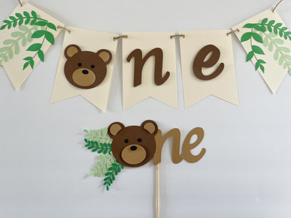 “One” Bear Cake Topper – Baby’s First Birthday Decoration