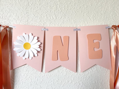 Groovy Daisy ONE High Chair Banner – First Birthday Party Decor