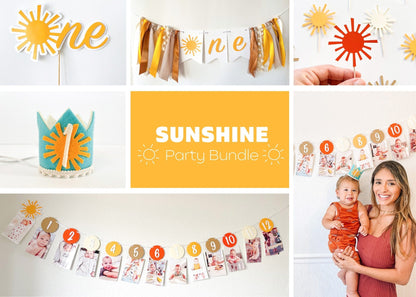 Boho sunshine 1st birthday party bundle with milesBoho sunshine 1st birthday party bundle with milestone and high chair bannerstone and high chair banners