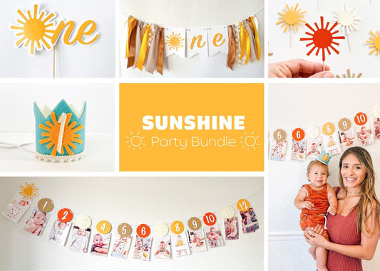 Boho sunshine 1st birthday party bundle with milesBoho sunshine 1st birthday party bundle with milestone and high chair bannerstone and high chair banners