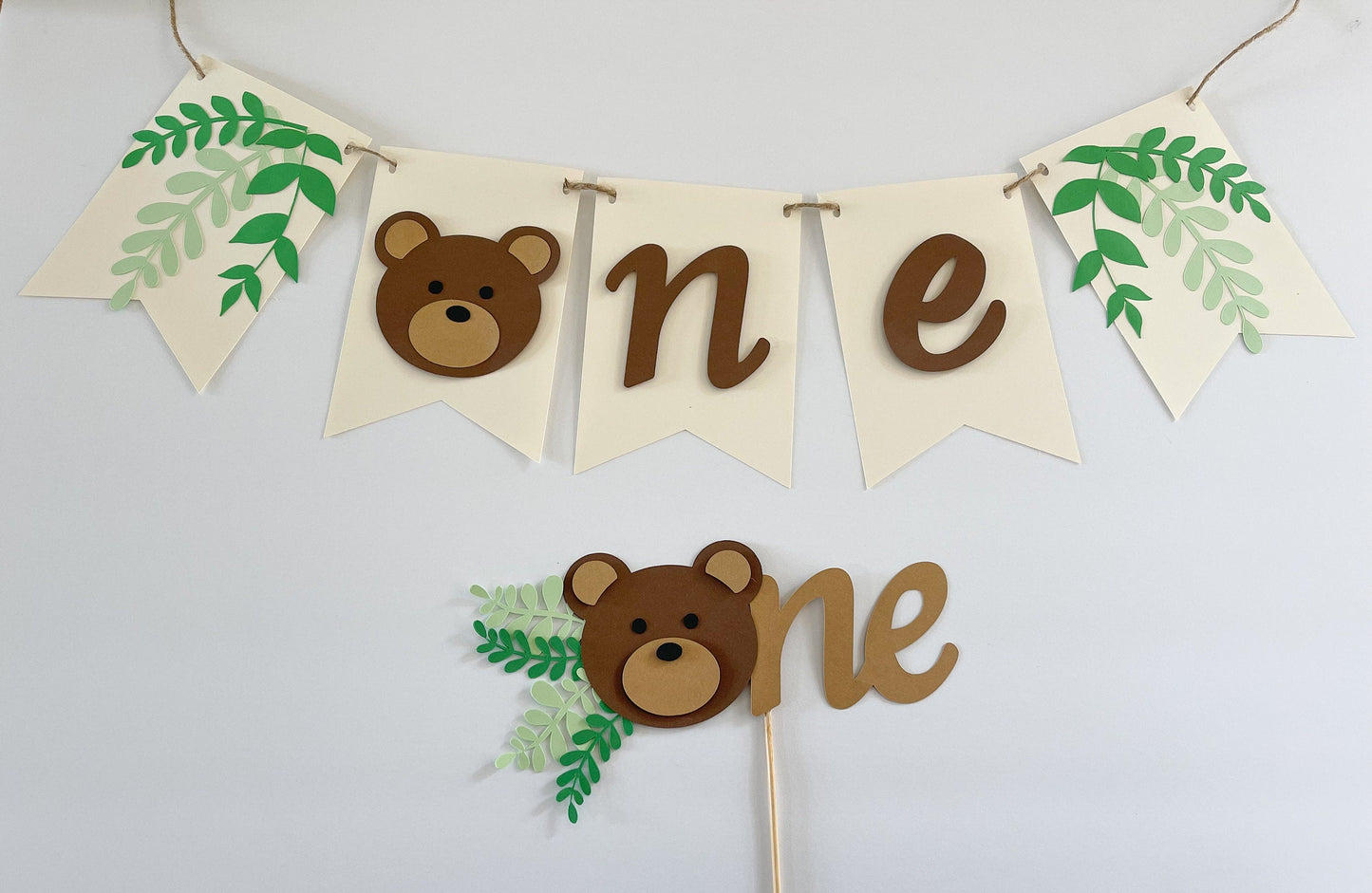 Teddy Bear 1st Birthday Bundle – High Chair & Monthly Banner Set