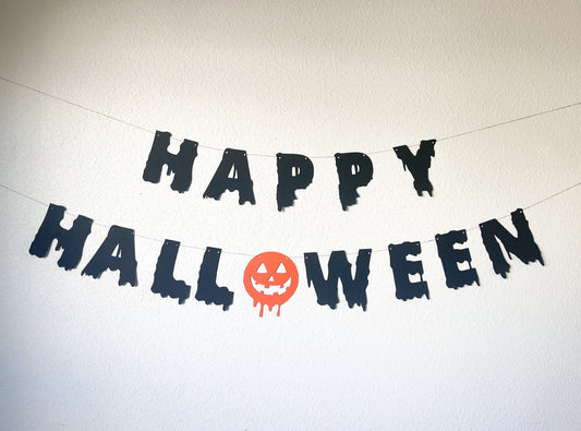 Happy Halloween banner for spooky party or front porch decor