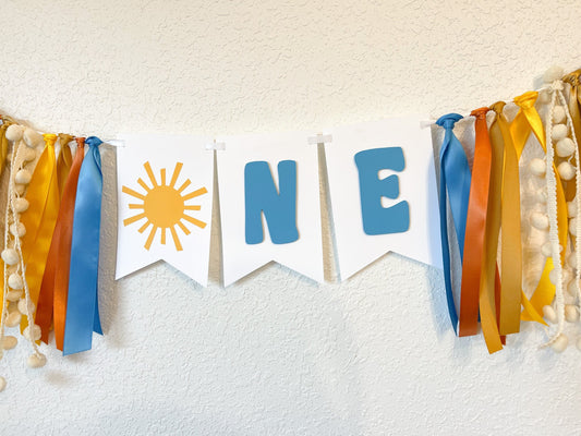 First trip around the sun party banner with boho colors