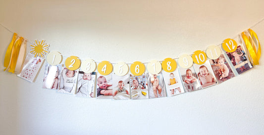 Boho Sunshine Monthly Photo Banner – First Trip Around the Sun Theme