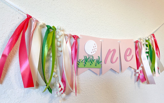 Girl Golf Themed High Chair Banner – Hole in One Party Decor