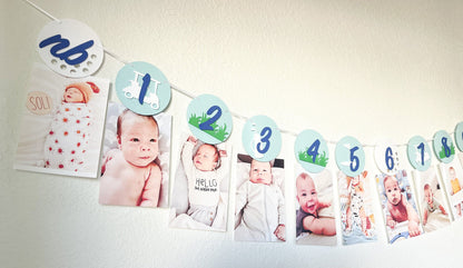 Golf milestone photo banner for baby’s first birthday