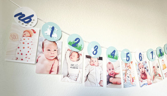 Golf milestone photo banner for baby’s first birthday
