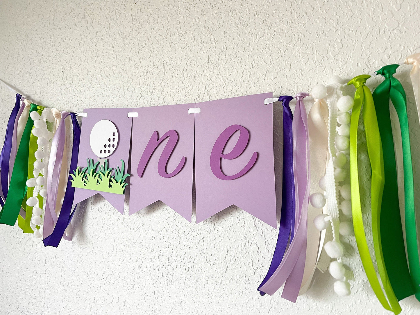 Purple Girl Golf Birthday Bundle – “Hole in One” First Birthday Decor