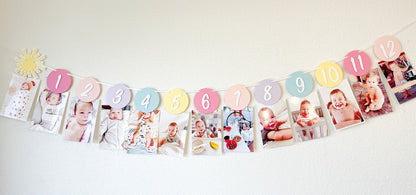 Rainbow Pastel Sunshine Monthly Photo Banner – First Birthday Decor