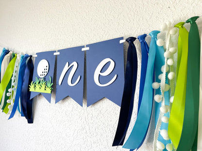 Golf ONE Highchair Banner – Hole-in-One 1st Birthday Decor