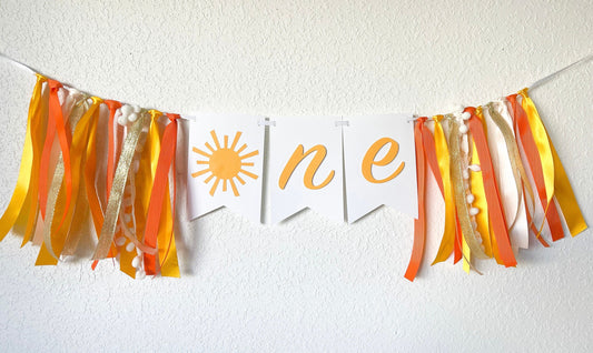 Neutral sunshine banner for baby’s first birthday