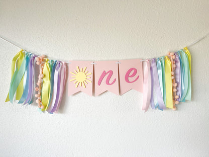 Pastel Sunshine High Chair Banner – 1st Birthday “You Are My Sunshine” Theme