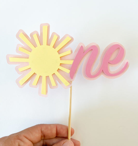 Sunshine “One” Cake Topper – Pastel First Birthday Party Decor