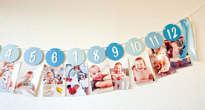 You Are My Sunshine Milestone Banner – Blue 12 Month Photo Display