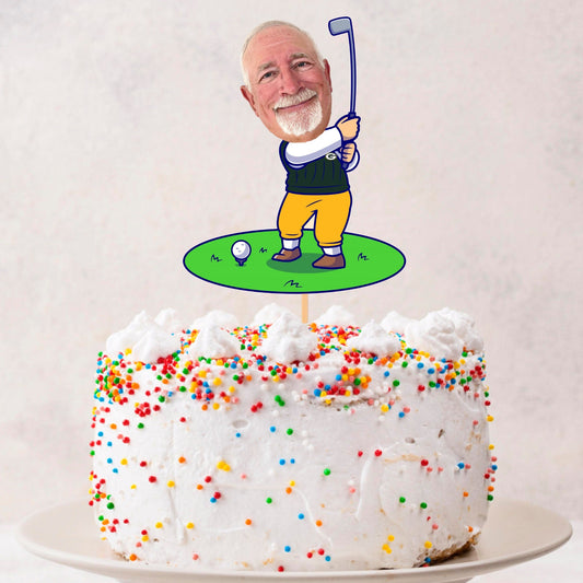 custom photo golfer cake topper for dad or Father’s Day gift