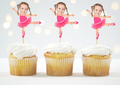 Personalized Ballerina Cupcake Toppers with Photo – Tutu Party Supplies