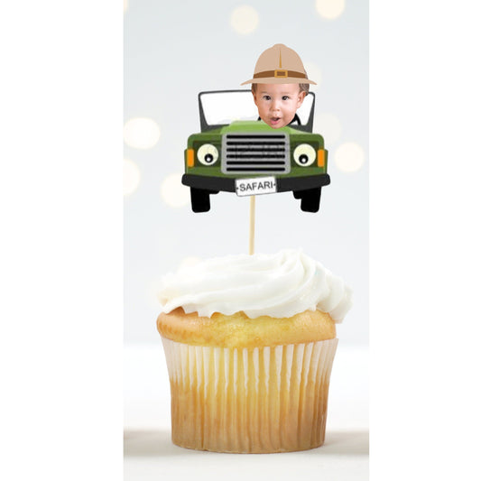 Custom Safari Cupcake Topper – Jungle Jeep Car Birthday Decor