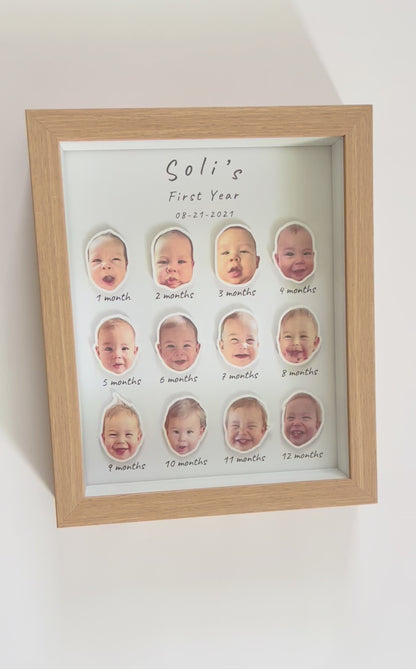 Monthly Framed Baby First Year Personalized Frame 12 Months Photos Personalized Photo Frame for Baby, Baby Gift